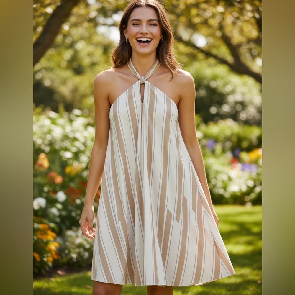 Petal & Pup Cream and Tan Backless Dress
